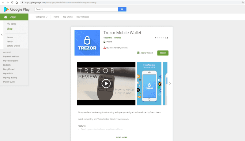 The Google Play Store product page images/discovering-fake-trezor-metamask-and-mycrypto-android-apks/1.png