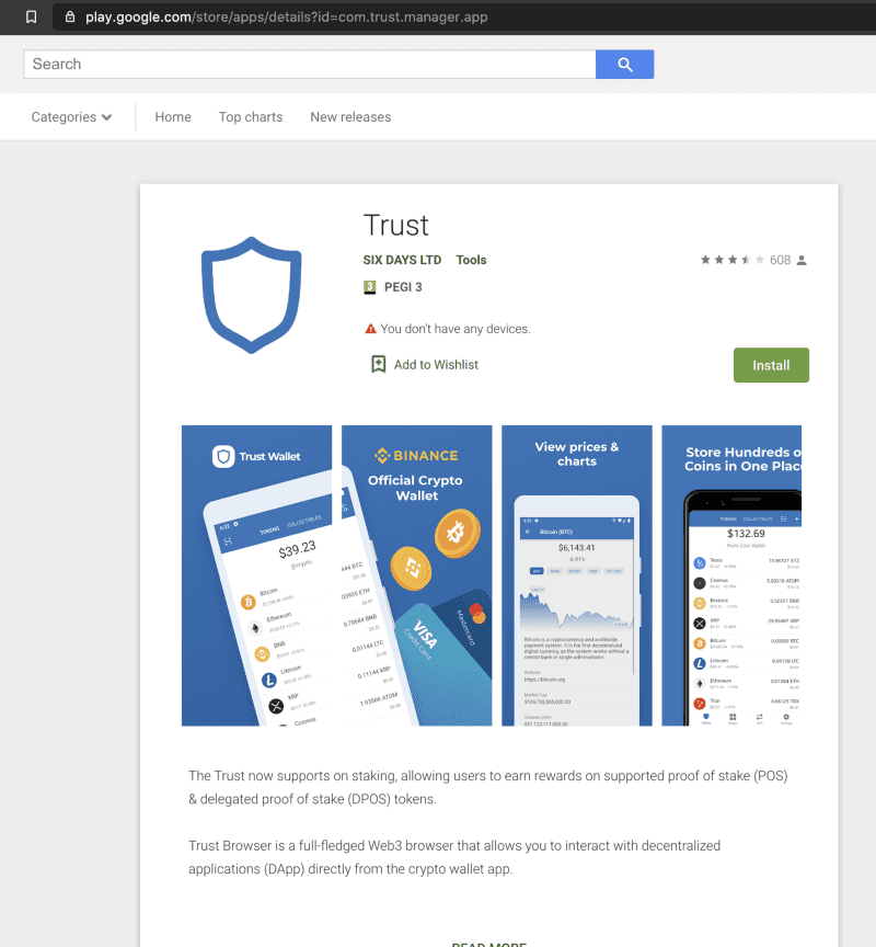 Note: the namespace of the app is `com.trust.manager.app` whereas the official namespace is `com.wallet.crypto.trustapp`.