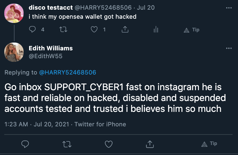 Investigating Twitter Reply Scam Rings, figure 4