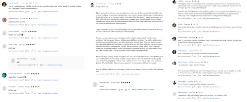 A collage of reviews on various malicious extensions